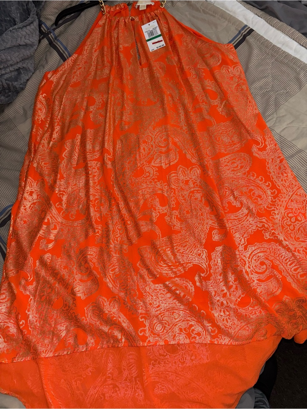 Orange Paisley Jacquard Women's dress
